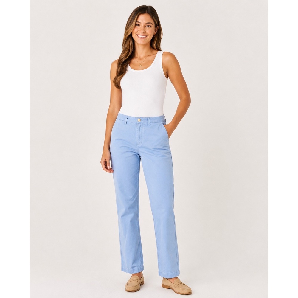 Vineyard Vines Womens Light Blue Cotton Chino Pants Straight Leg Size 4- 6